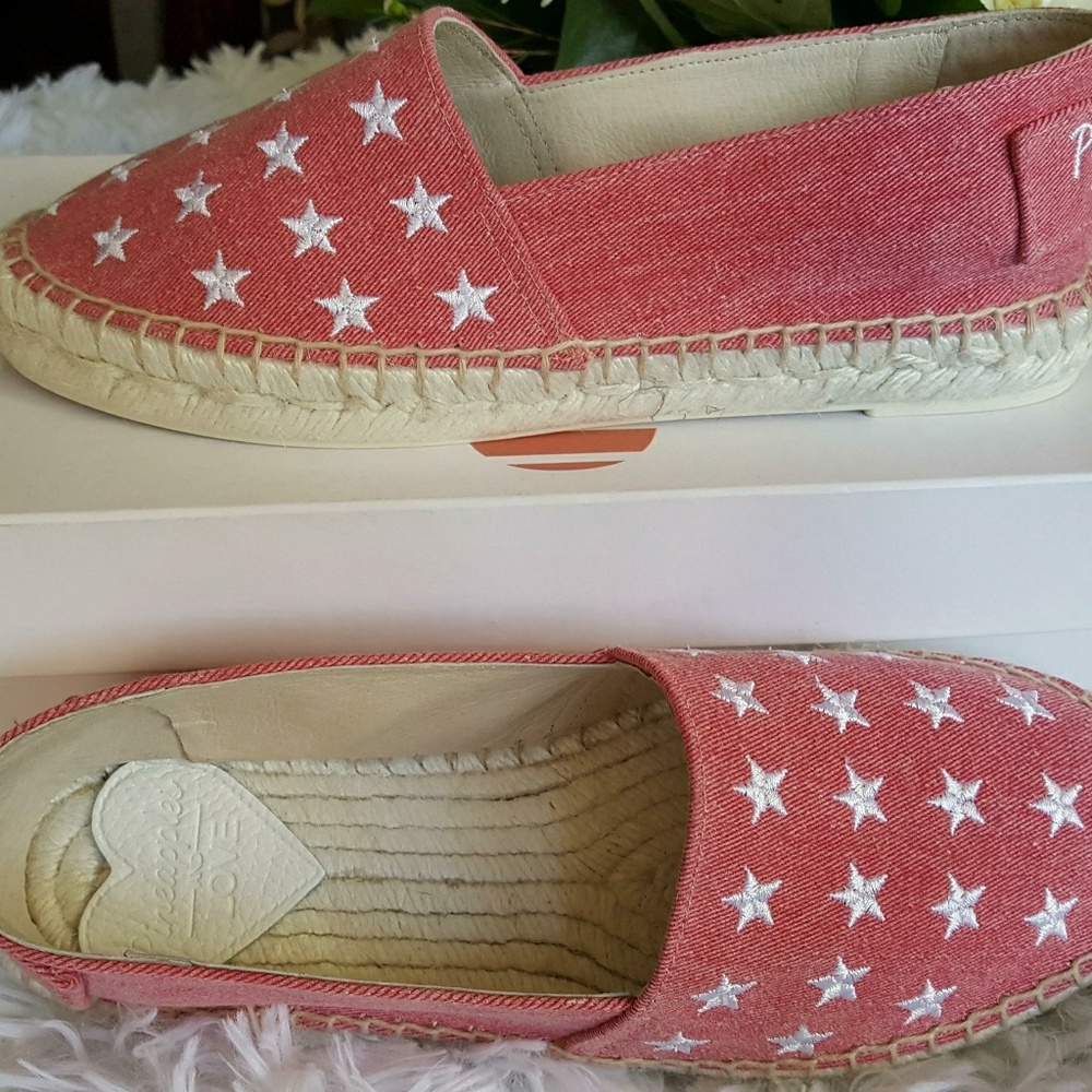 Pineapple and Love Red Star Denim Espadriles